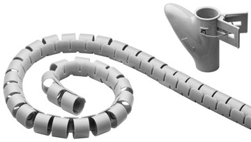 Organizer kabli wąż spiralny 20mm 2,5m szary