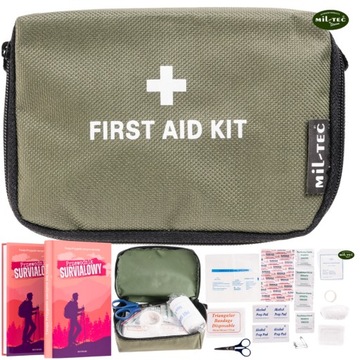 APTECZKA PIERWSZEJ POMOCY TURYSTYCZNA MIL-TEC First Aid Kit MAŁA OLIVE 21el