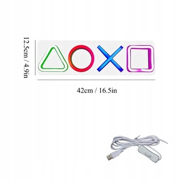 Неоновый символ игрового ночника PS4 42×12,5×2см