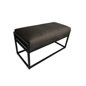 Pufa welurowa brązowa duża na metalowym czarnym stelażu 84x40 cm