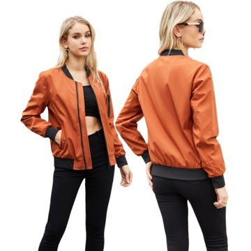 MODA LEKKA DAMSKA PRZEJŚCIOWA KURTKA BOMBERKA SPORT ROZ.S-4XL