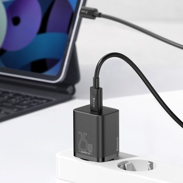 БЫСТРОЕ ЗАРЯДНОЕ УСТРОЙСТВО BASEUS SUPER SI QC 1C 25 Вт USB C С КАБЕЛЕМ USB C — USB C 1 М