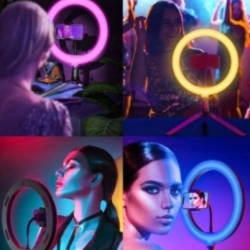 МОЩНАЯ КОЛЬЦЕВАЯ ЛАМПА ДЛЯ СЕЛФИ LED RGB RGB ШТАТИВ + НАБОР ПУЛЬТА USB USB