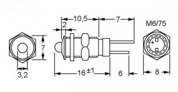 Выпуклый держатель светодиода 3 мм, хромированный металл