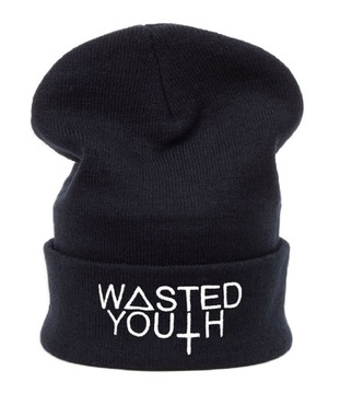 Zimowa CZAPKA BEANIE CIEPŁA WASTED YOUTH Haft