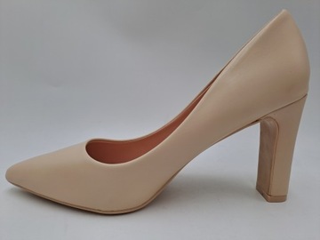 Damskie Buty Na Obcasie Mulanka BEIGE | Rozmiar 39