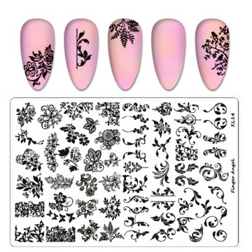 Большие пластины для стемпинга ногтей с узорами ЦВЕТОЧНЫЙ ОРНАМЕНТ SURVELS