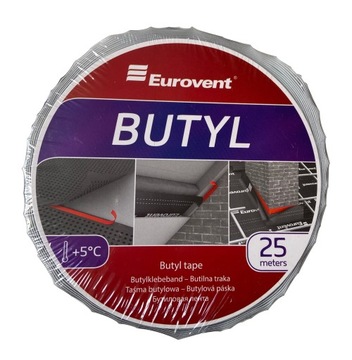 ЛЕНТА КРОВЕЛЬНАЯ БУТИЛОВАЯ ДВУСТОРОННЯЯ УПЛОТНИТЕЛЬНАЯ EUROVENT BUTYL 15мм 25мб
