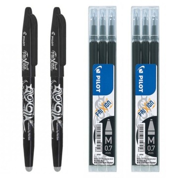 2x DŁUGOPIS PILOT FRIXION, 6x WKŁADY Czarne ZESTAW