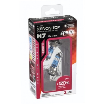 Zestaw żarówek H7 55W +120 E4 2szt 4800K