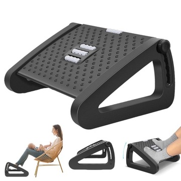 Podnóżek Regulowany Pod Biurkiem z Masażu Stóp Ergonomiczny Podnóżek Czarny