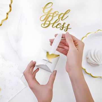 Золотой топпер для торта God Bless, 28 см