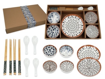 Komplet orientalny do sushi 4 osoby talerze miski