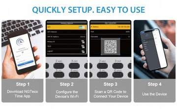NGTeco K4 СЧИТЫВАТЕЛЬ ВРЕМЕНИ РАБОТЫ ОТПЕЧАТКОВ WiFi WiFi 2,4 ГГц аккумуляторный РЕГИСТРАТОР