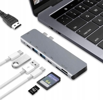 HUB USB-C adapter HDMI 4k Micro SD PD 87W MacBook