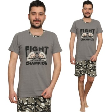 PIŻAMA MĘSKA KRÓTKI RĘKAW KRÓTKIE SPODENKI/BAWEŁNA