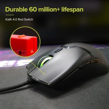 Сверхлегкая проводная игровая мышь Delux M800 PMW3389, 16000 точек на дюйм, 58 г, RGB 6