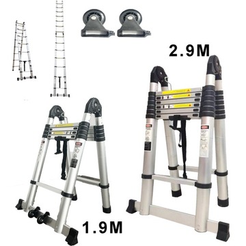 5,8M/3,8M Drabina Teleskopowa Dwustronna+Koła150KG