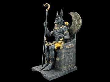 Статуэтка Скульптура ЕГИПЕТСКИЙ БОГ АНУБИС НА ТРОНЕ черный VERONESE WU76733AB