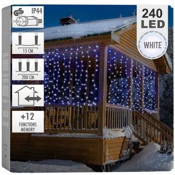 Kurtyna świetlna girlanda świąteczna zewnętrzna biały 240 led 2,25 m