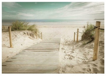 FOTOTAPETA PLAŻA MORZE POMOST WYDMY 3D NATURA WIDOK KRAJOBRAZ 368x254