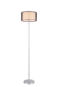 Lampa stojąca podłogowa chrom z brązowym abażurem 157 cm do salonu Rabalux