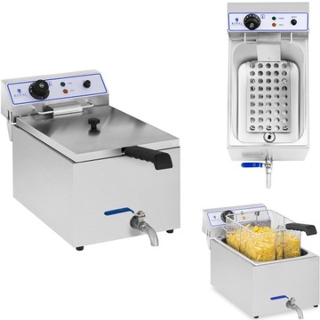 Profesjonalna frytownica do frytek ryb z kranem 3000W 17L Royal Catering RC