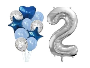 Balony zestaw DWA LATKA 2 URODZINY NIEBIESKIE SN2