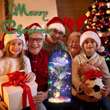 ВЕЧНАЯ РОЗА В СТЕКЛЕ СВЕТОДИОДНОЕ РОЖДЕСТВЕНСКОЕ УКРАШЕНИЕ ЛУЧШЕЕ