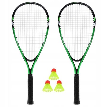 НАБОР ИЗ 2 РАКЕТ + 3 СТАВНИ ДЛЯ БАДМИНТОНА В КОРПУСЕ