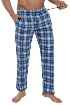 Spodnie piżamowe męskie Cornette 691/43 r. S kratka kieszenie jeans