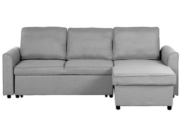 Narożnik sofa funkcja spania jasnoszara