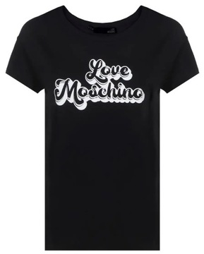 T shirt czarny LOVE MOSCHINO damska koszulka wzór