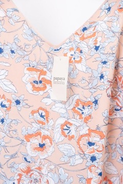 Papaya bluza top szyfonowy print kwiaty 44 XXL 16
