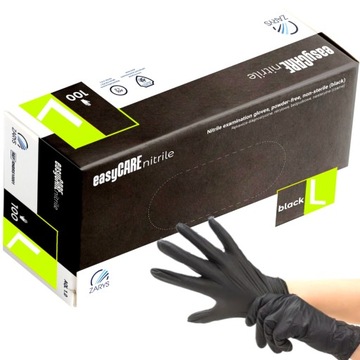 Rękawiczki Rękawice CZARNE Nitrylowe ZARYS easyCARE nitrile MOCNE r. L