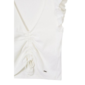 Koszulka PEPE JEANS PEGGY damska biała prążkowana krótka r. XS