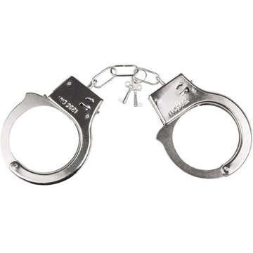Kajdanki klasyczne srebrne policjant przebranie dodatek gadżet