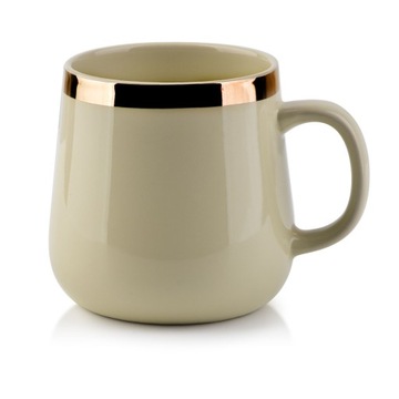 Kubek porcelanowy DALIA złoty pasek 500ml