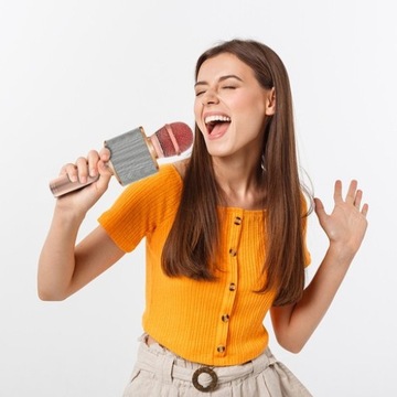 Беспроводной караоке-микрофон с динамиком, светло-розовый динамик Bluetooth