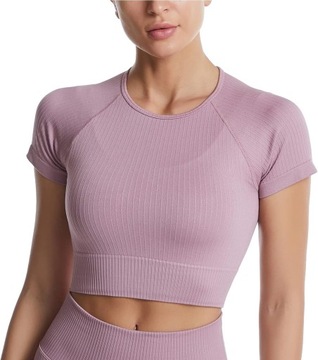 Damskie sportowe T-shirty, bezszwowa koszulka do jogi, krótka, oddychająca