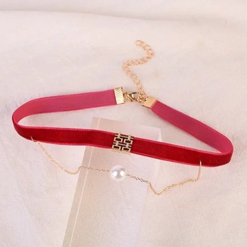 Simple Vintage Velvet Pearl Choker Short Black Clavicle Collar Necklace