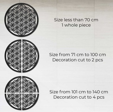 Drewniana mandala kwiat życia, Obraz na ścianę, 180 cm Orzech