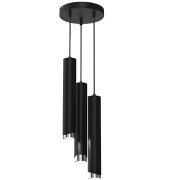 EWILIGHT Lampa sufitowa wisząca zwis tuba eye 3xGU10 czarny/chrom