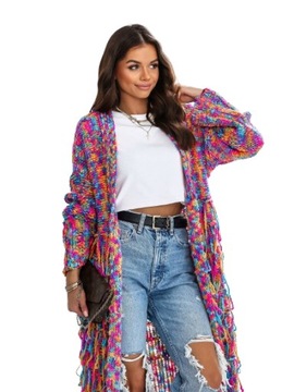 Cocomore Kardigan Sweter Płaszcz Multicolor z Frędzlami S-XL Nowość