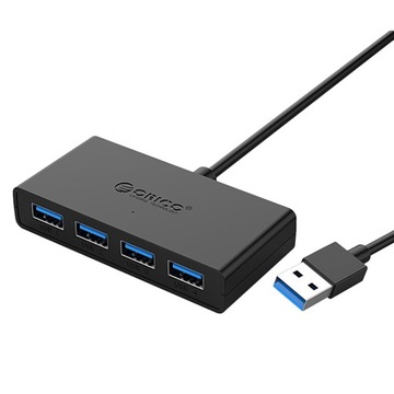 Koncentrator USB, 4-portowy adapter USB 3.0, smukły koncentrator danych z
