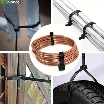 ЗАЖИМНЫЕ СВЯЗИ 300 мм x 4,8 мм ЧЕРНЫЕ КАБЕЛЬНЫЕ СВЯЗИ ПРОЧНЫЕ ПРОЧНЫЕ 4,8 x 300 мм