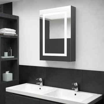 vidaXL Szafka łazienkowa z lustrem i LED, lśniąca szarość, 50x13x70 cm