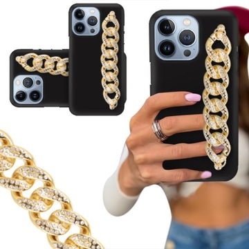 ETUI BLINK MATOWY do IPHONE 13 PRO Łańcuch Złoty