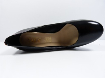 czarne czółenka damskie skórzane buty damskie na obcasie stabilne Sala 37