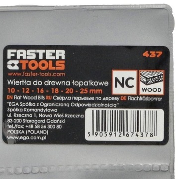 WIERTŁA DO DREWNA PŁASKIE ŁOPATKOWE 10-25 mm 6 SZTUK WIERTŁO